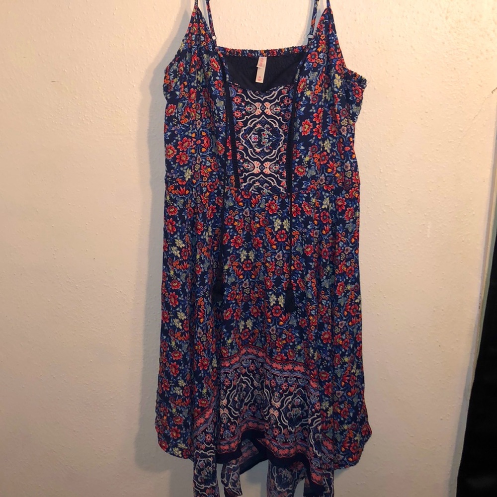 Colorful flower tank strap dress Size: XL